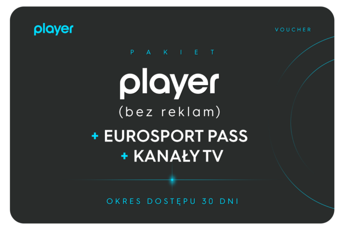 Karta Podarunkowa Player (bez reklam) + KANAŁY TV + EUROSPORT PASS  30 dni