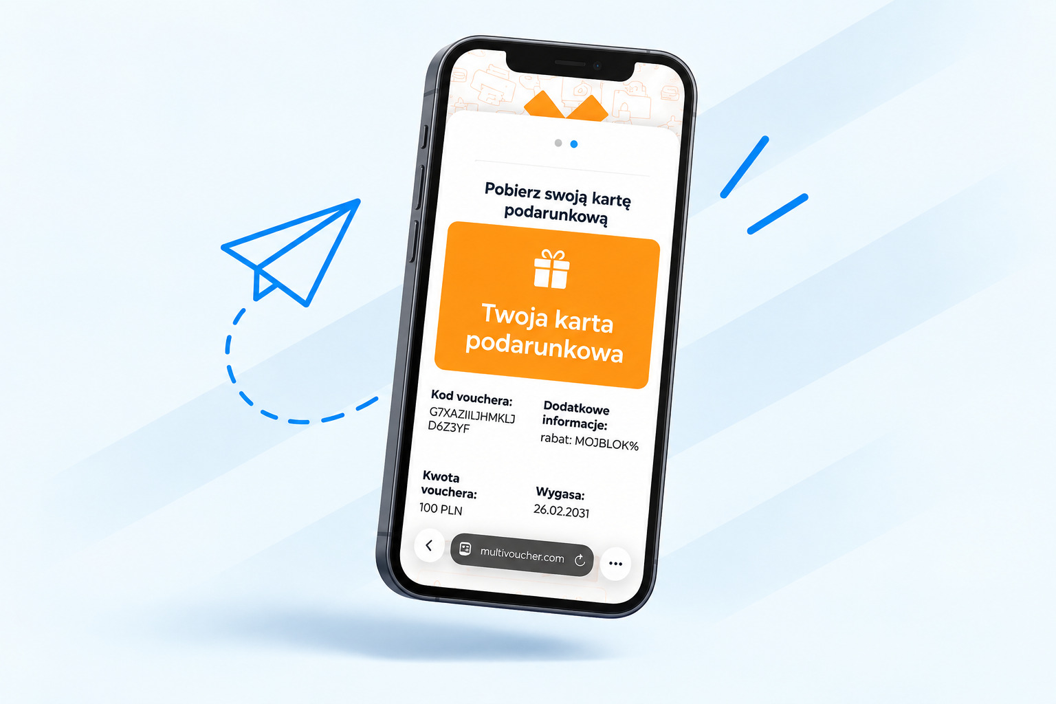 E-voucher Multivoucher wyświetlany na telefonie